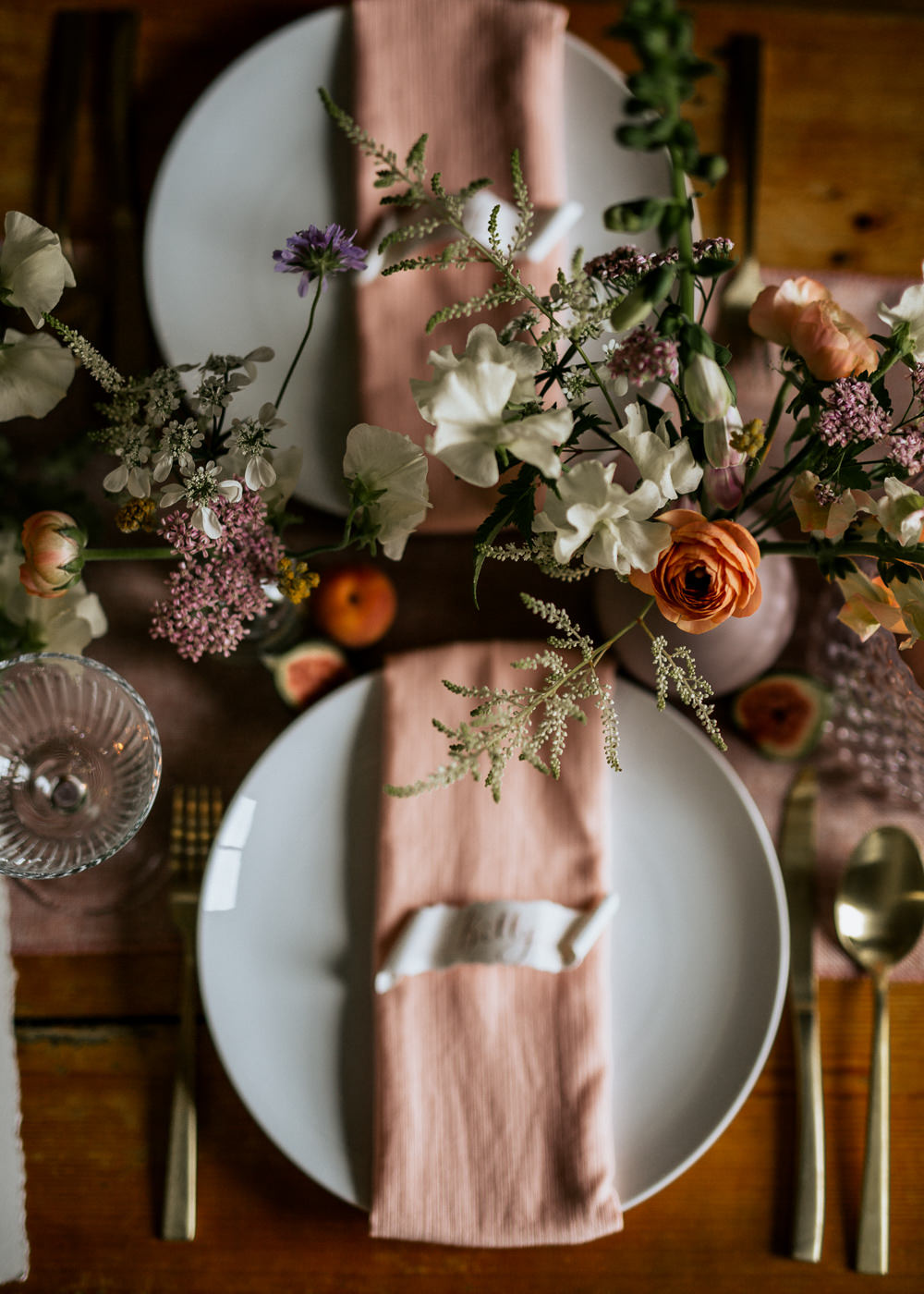 Place Setting Decor Napkin Calligraphy Place Name Card Flowers Fruit Blush Pink Wedding Ideas Meghan Lorna