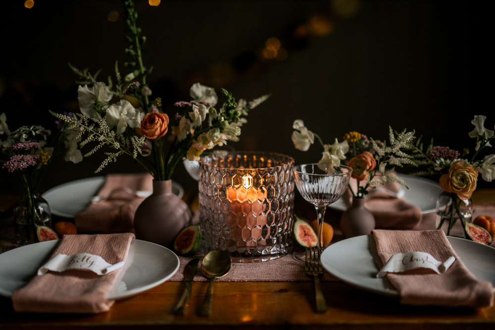 Place Setting Decor Napkin Calligraphy Place Name Card Flowers Fruit Blush Pink Wedding Ideas Meghan Lorna