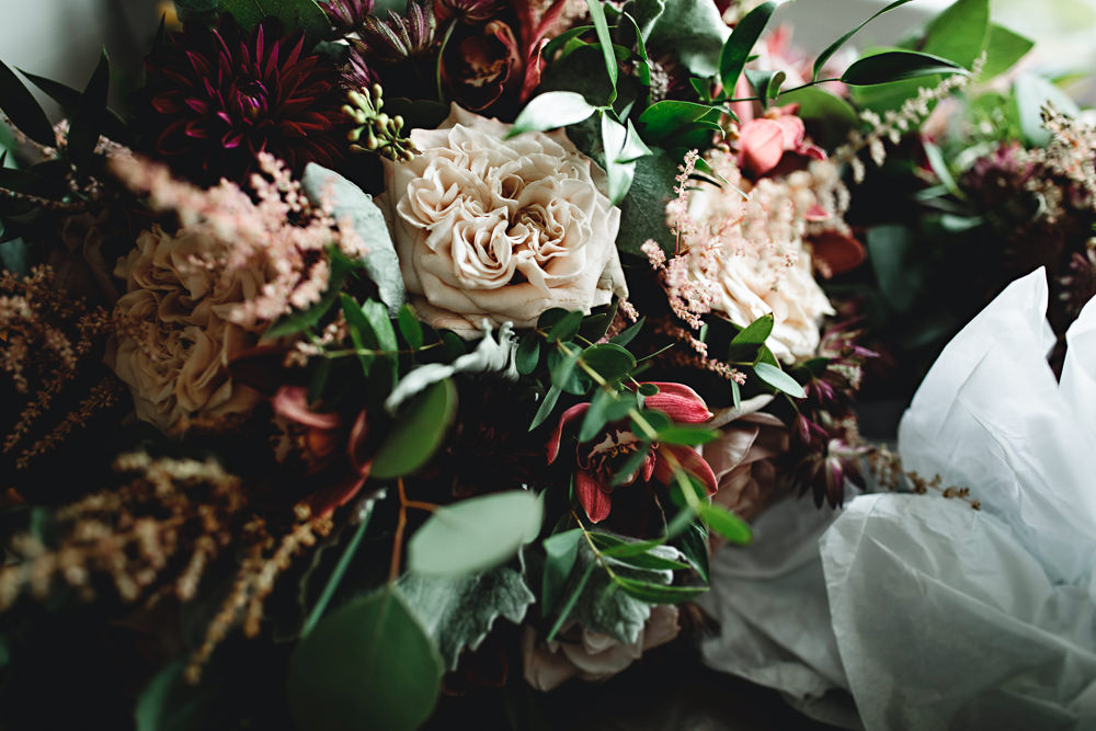 Bouquet Flowers Bride Bridal Rose Astilbe Dahlia Blush Burgundy Calke Abbey Wedding HBA Photography