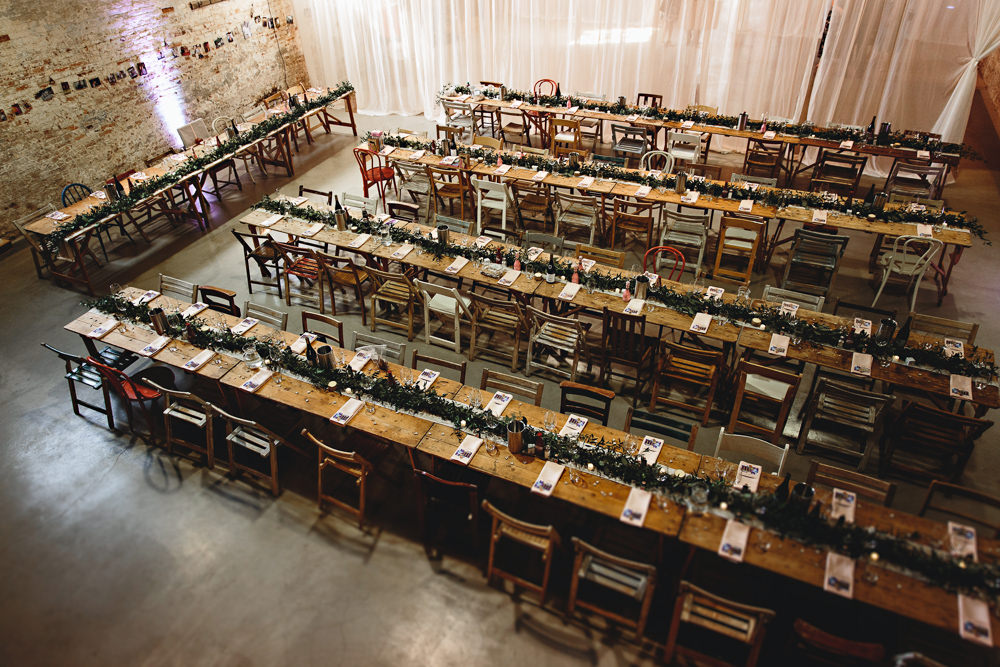Long Tables Decor Decoration Greenery Foliage Swag Runner Garland Lace Hessian Burlap Fold Up Chairs Calke Abbey Wedding HBA Photography
