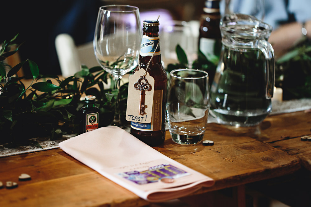 Beer Bottle Favour Calke Abbey Wedding HBA Photography