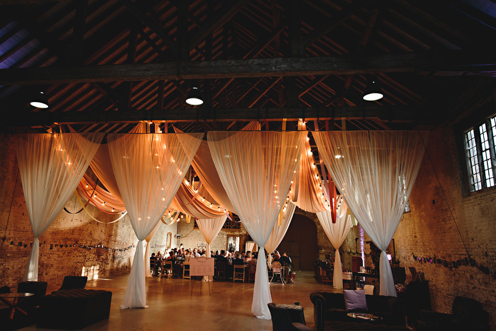 Drapes Fabric Ribbons Decor Decoration Lights Lighting Festoon Lights Calke Abbey Wedding HBA Photography