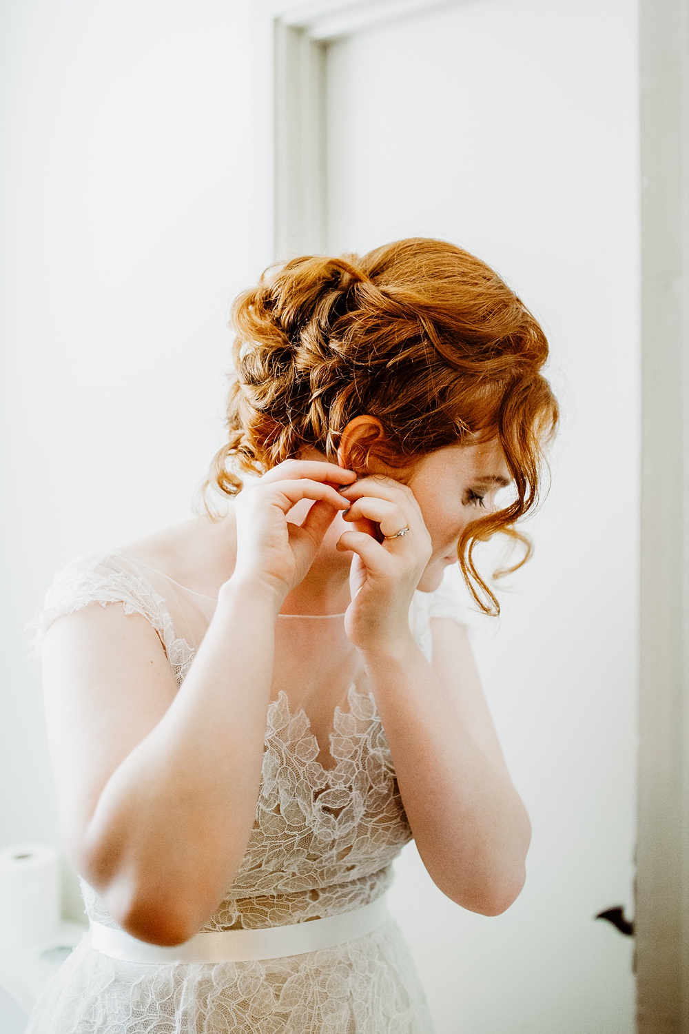 Bride Bridal Hair Style Up Do Canonteign Falls Wedding Holly Collings Photography