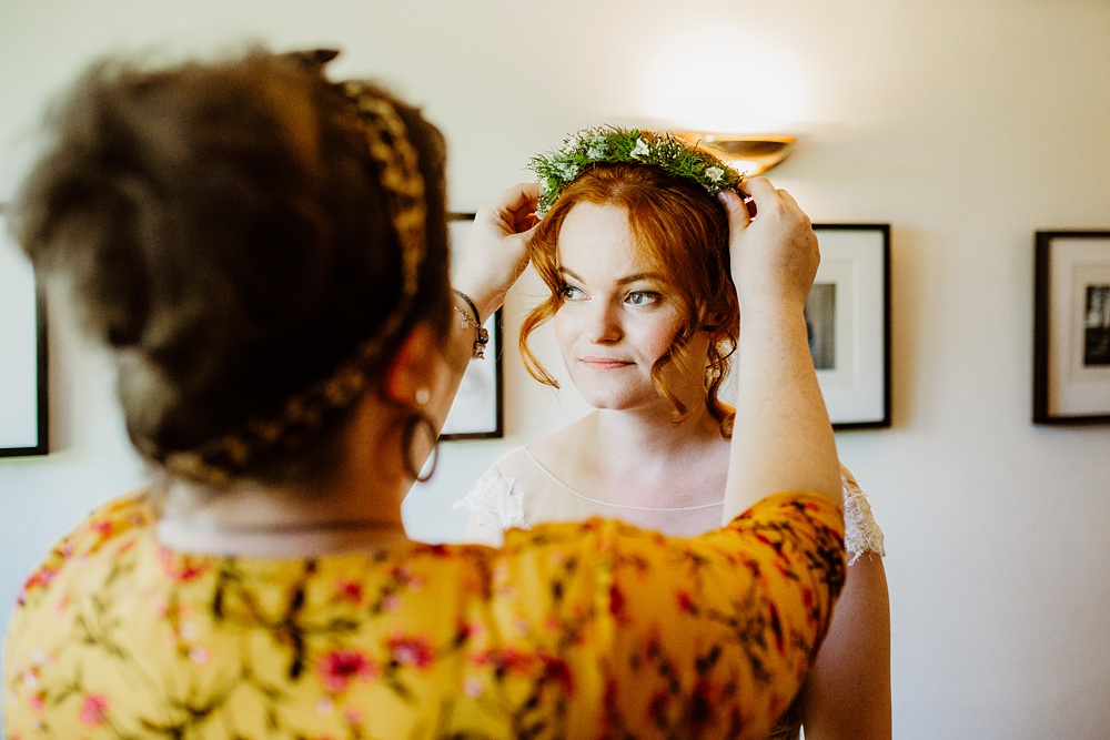 Flower Crown Bride Bridal Canonteign Falls Wedding Holly Collings Photography
