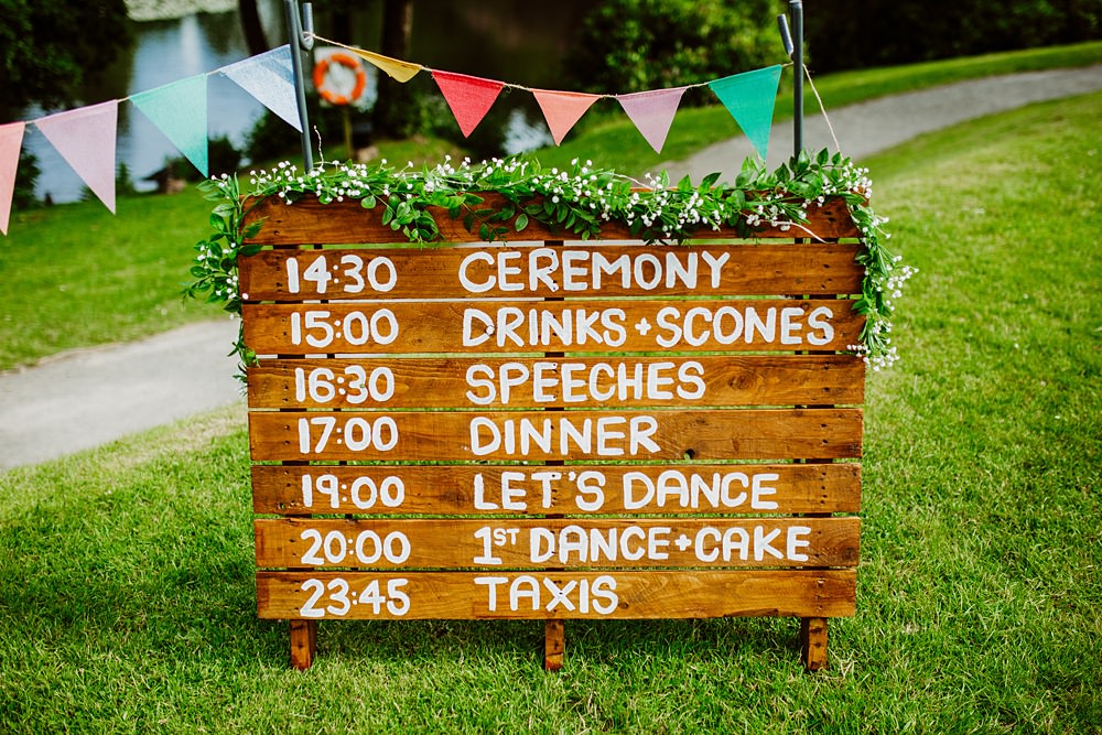 Wooden Sign Signage Signs Timings Canonteign Falls Wedding Holly Collings Photography