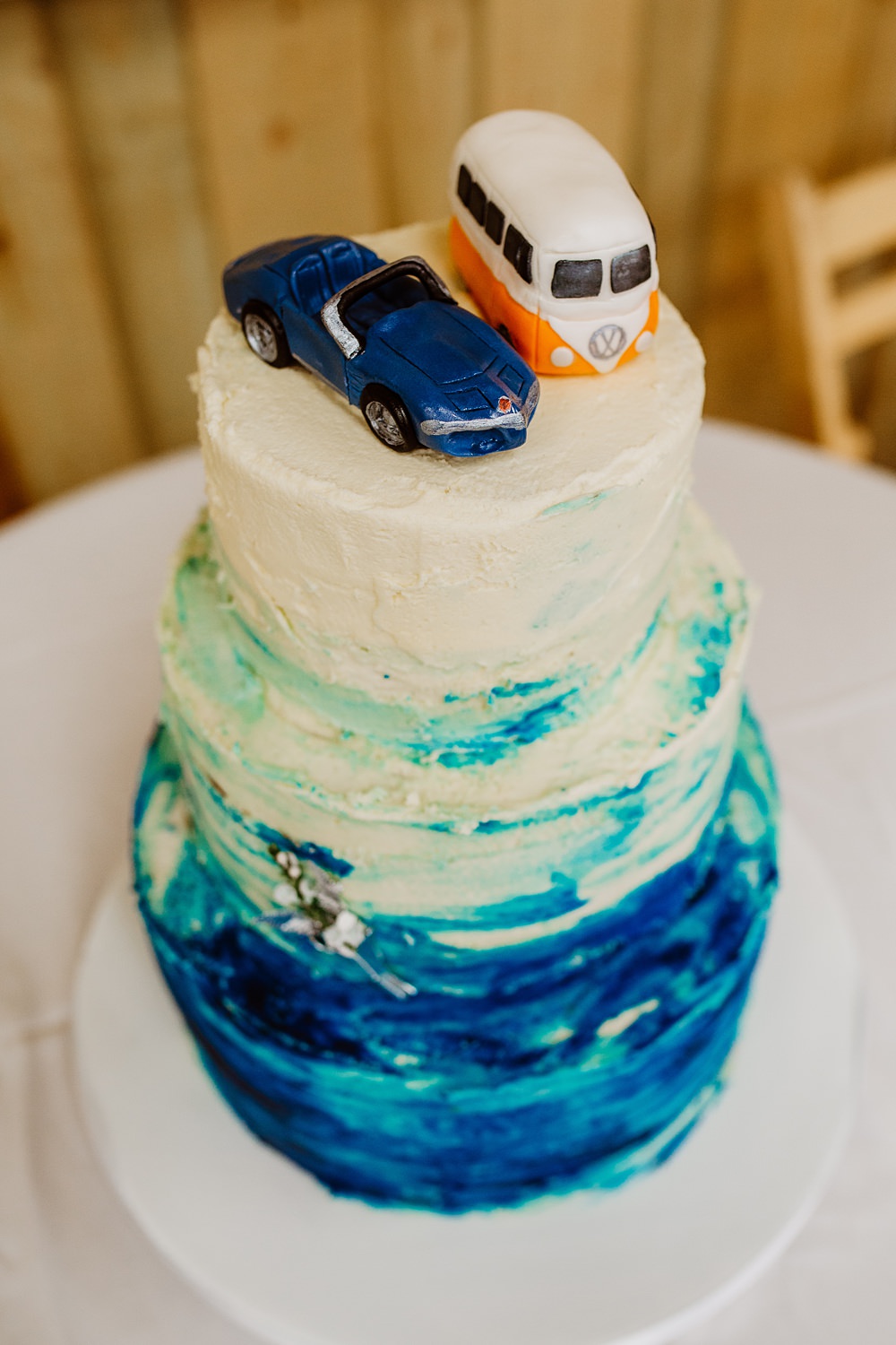 Watercolour Brush Stroke Cake Cars Transport Canonteign Falls Wedding Holly Collings Photography