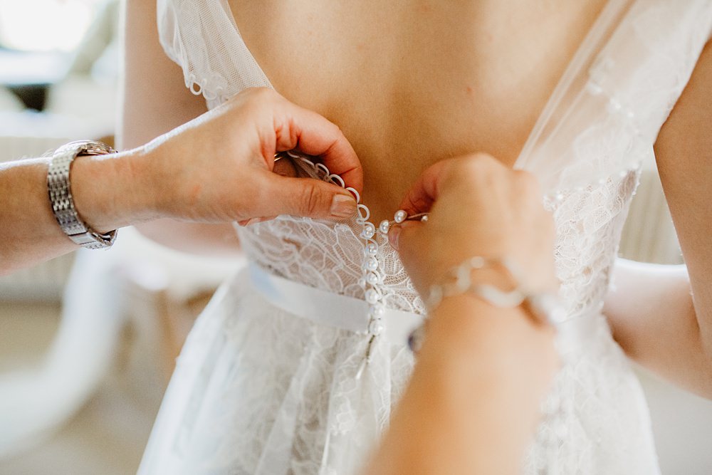 Dress Gown Bride Bridal Lace Tulle Farah Watters Illusion Canonteign Falls Wedding Holly Collings Photography