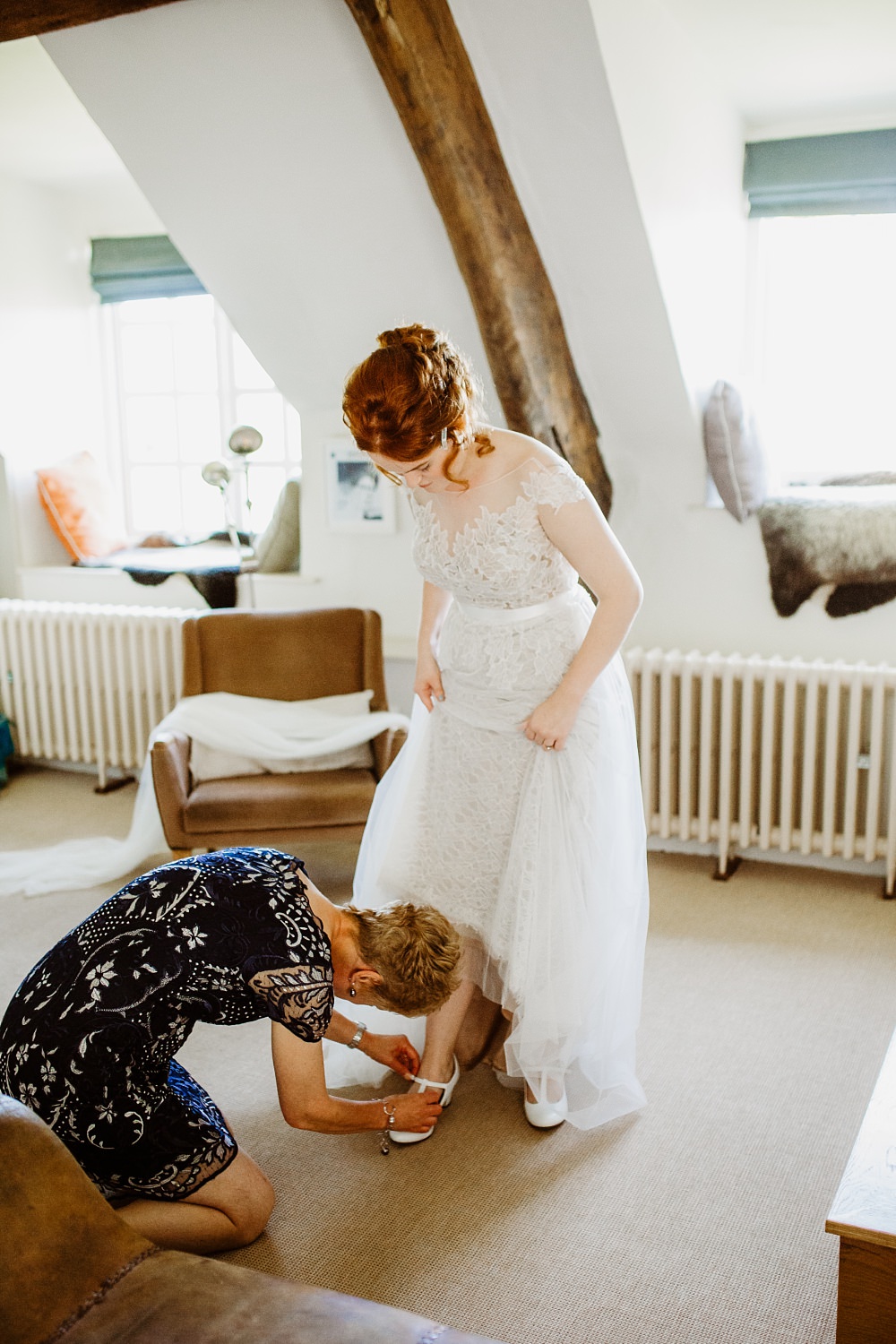 Dress Gown Bride Bridal Lace Tulle Farah Watters Illusion Canonteign Falls Wedding Holly Collings Photography