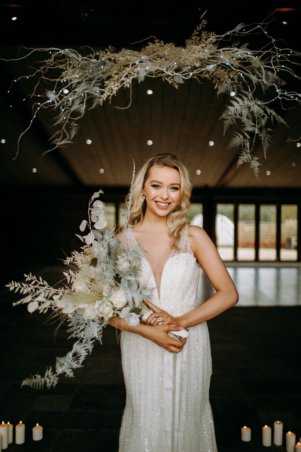 Bouquet Flowers Bride Bridal Pampas Grass Greenery Foliage Rose White Celestial Wedding Ideas Christine Thirdwheeling