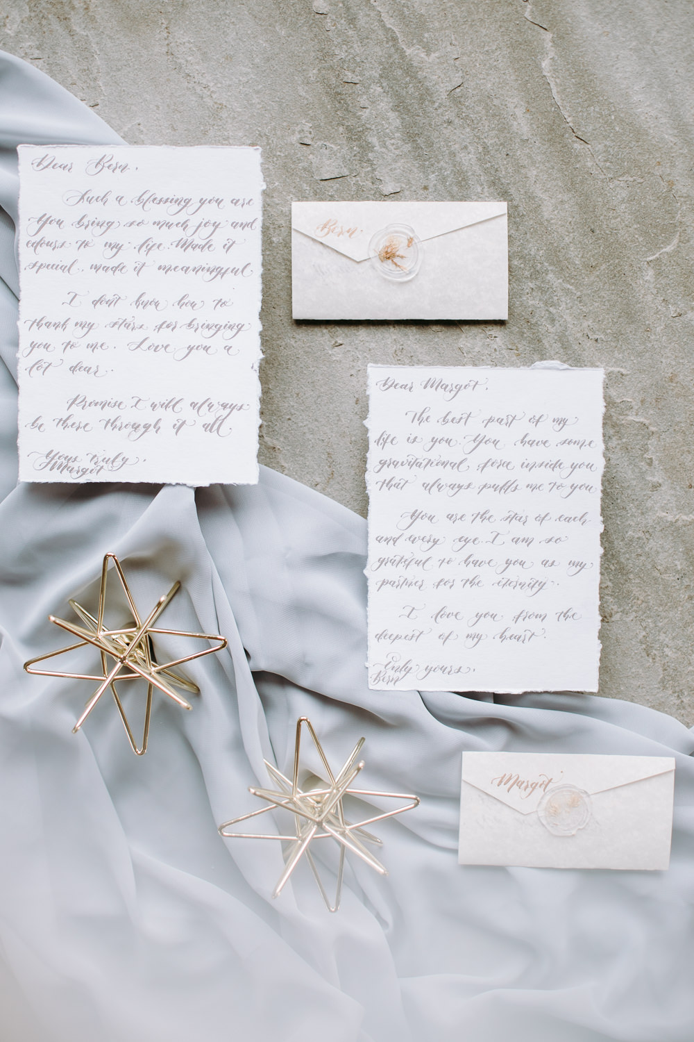 Stationery Vow Books Gold Stars Starry Flat Lay Calligraphy Celestial Wedding Ideas Christine Thirdwheeling