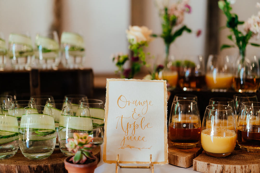 Drinks Bar Station Table Clock Barn Wedding Angela Ward Brown