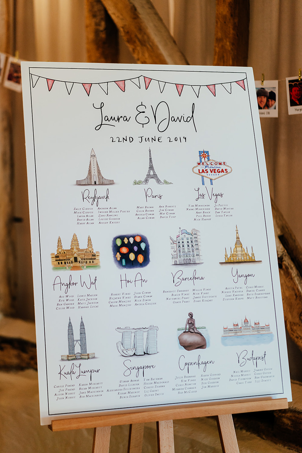 Table Plan Seating Chart Illustrated Bunting Clock Barn Wedding Angela Ward Brown