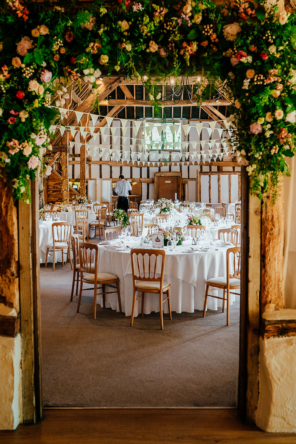 Flower Arch Door Entrance Clock Barn Wedding Angela Ward Brown