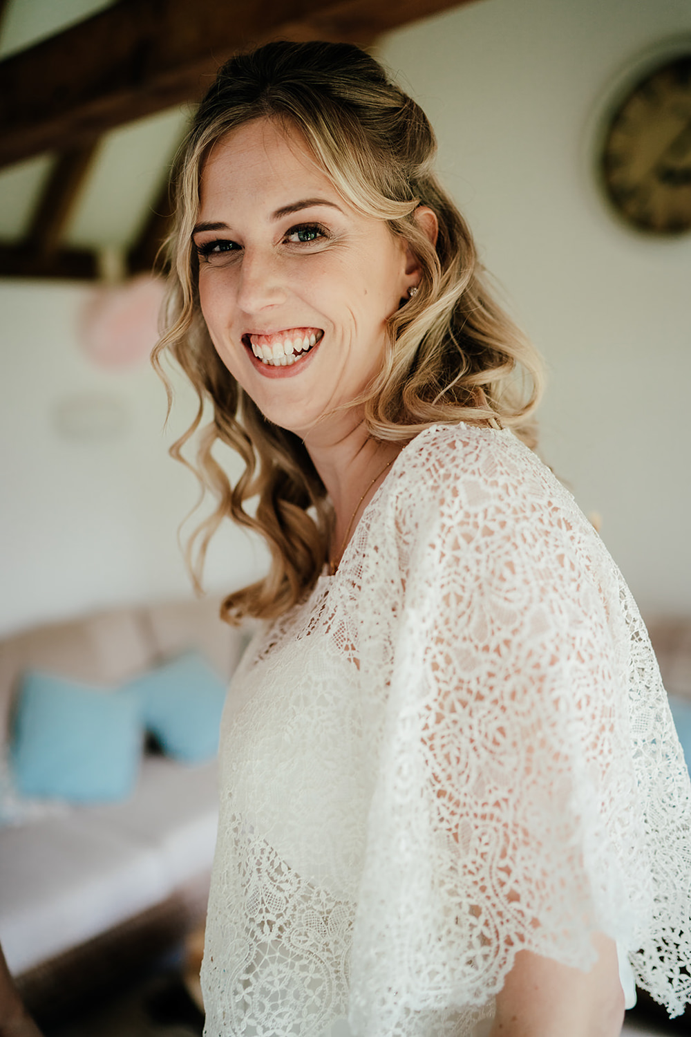 Make Up Dress Gown Bride Bridal Charlie Brear Satin Lace Overlay Beaded Belt Sleeves Clock Barn Wedding Angela Ward Brown