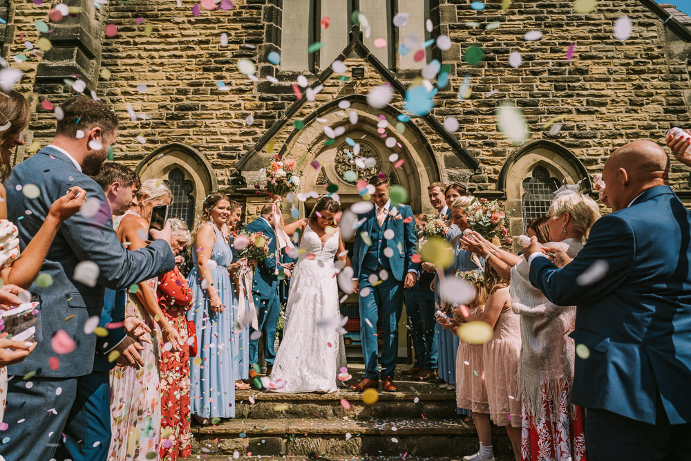 Confetti Throw Crafty Village Hall Wedding Dot and Scolly Photography