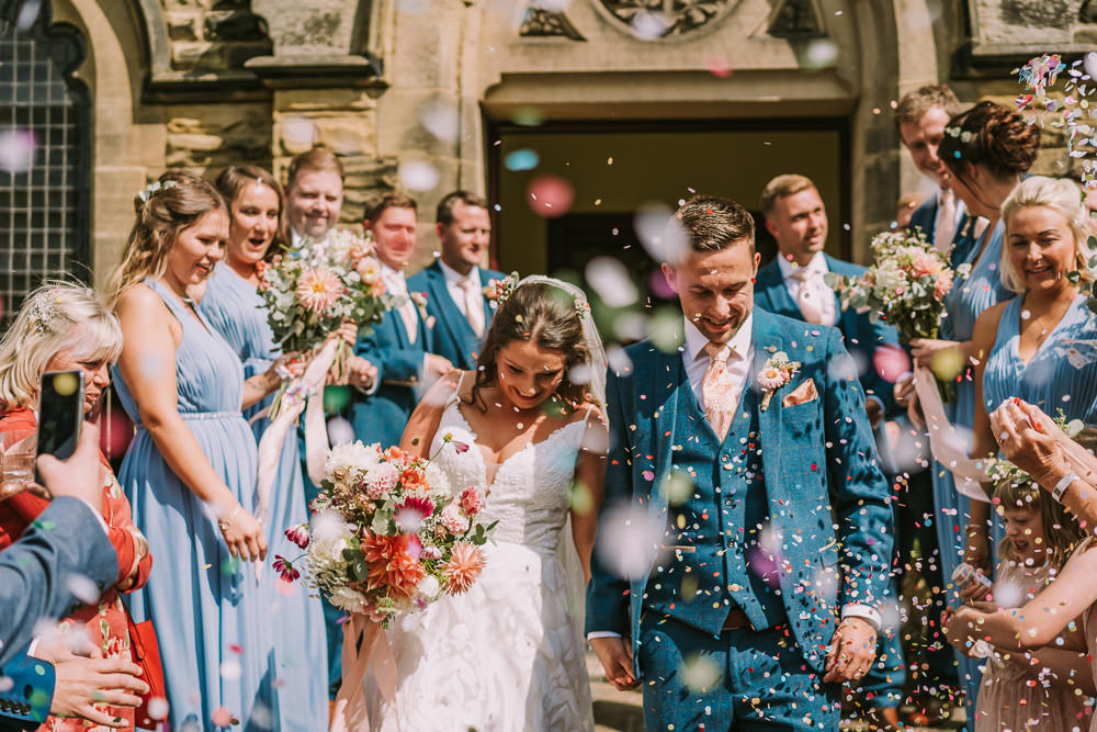 Confetti Throw Crafty Village Hall Wedding Dot and Scolly Photography