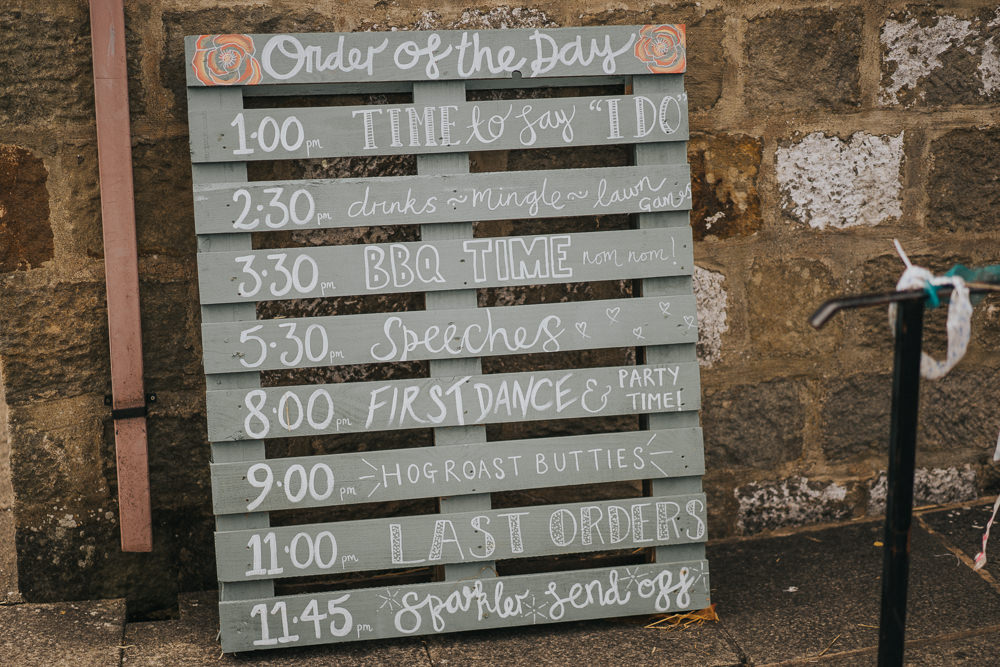Wooden Paillet Painted Sign Signs Signage Crafty Village Hall Wedding Dot and Scolly Photography