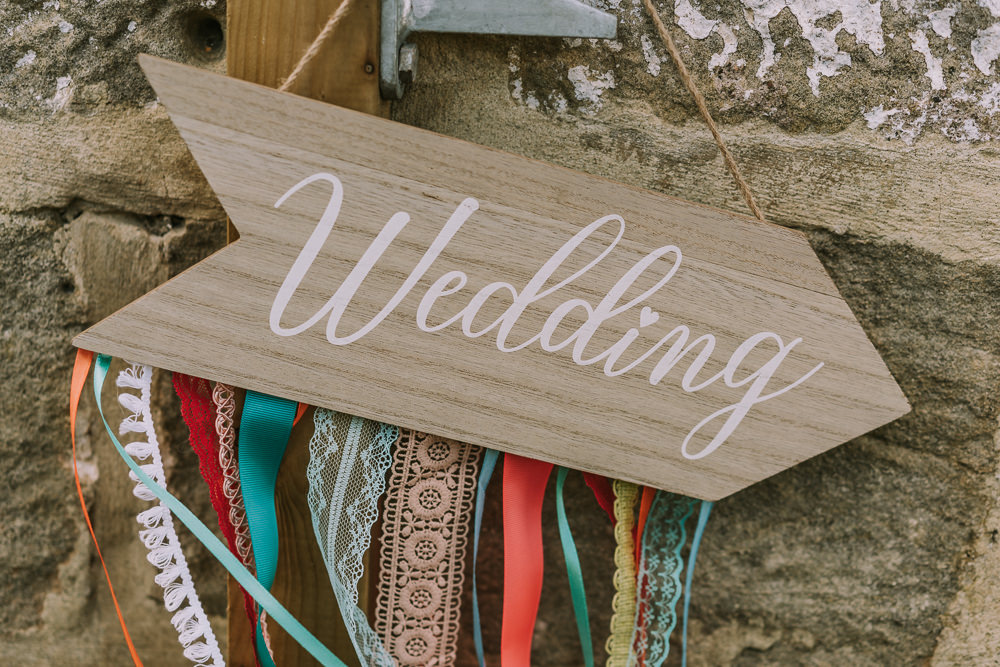 Sign Signs Signage Ribbons Crafty Village Hall Wedding Dot and Scolly Photography