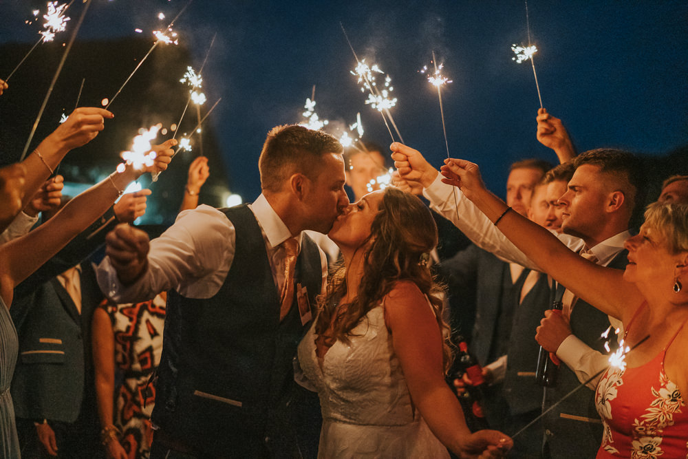 Sparklers Sparkler Exit Crafty Village Hall Wedding Dot and Scolly Photography