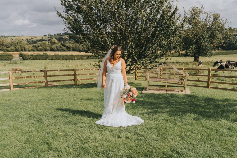 Dress Gown Bride Bridal Veil Straps Crafty Village Hall Wedding Dot and Scolly Photography
