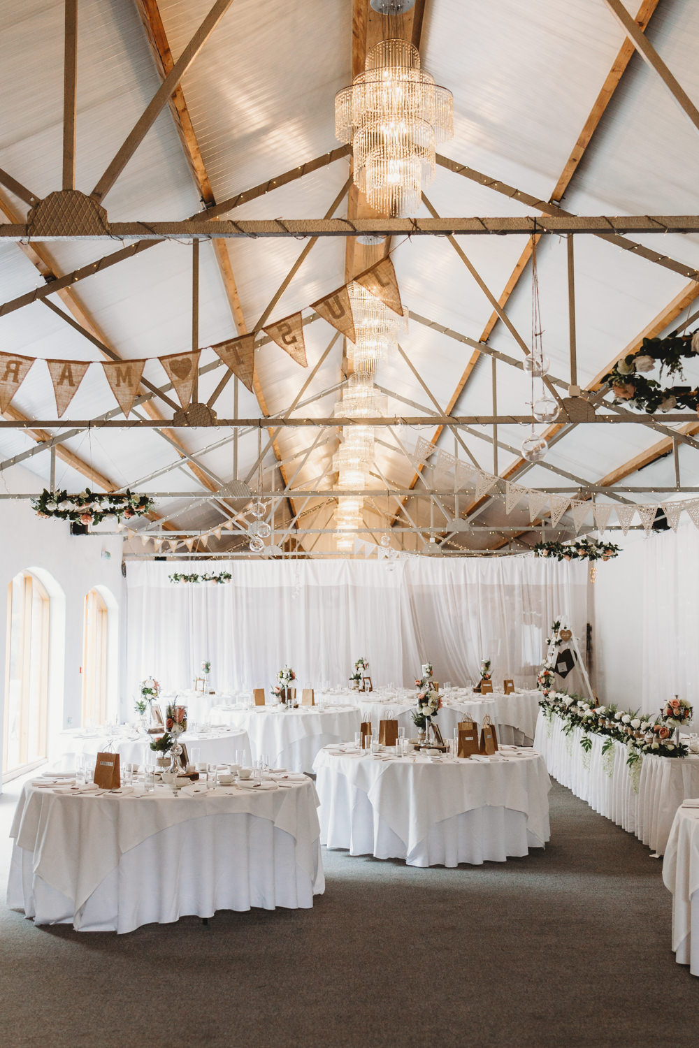 Barn Bunting Hessian Burlap Crug Glas Country House Wedding Simon Murray Images