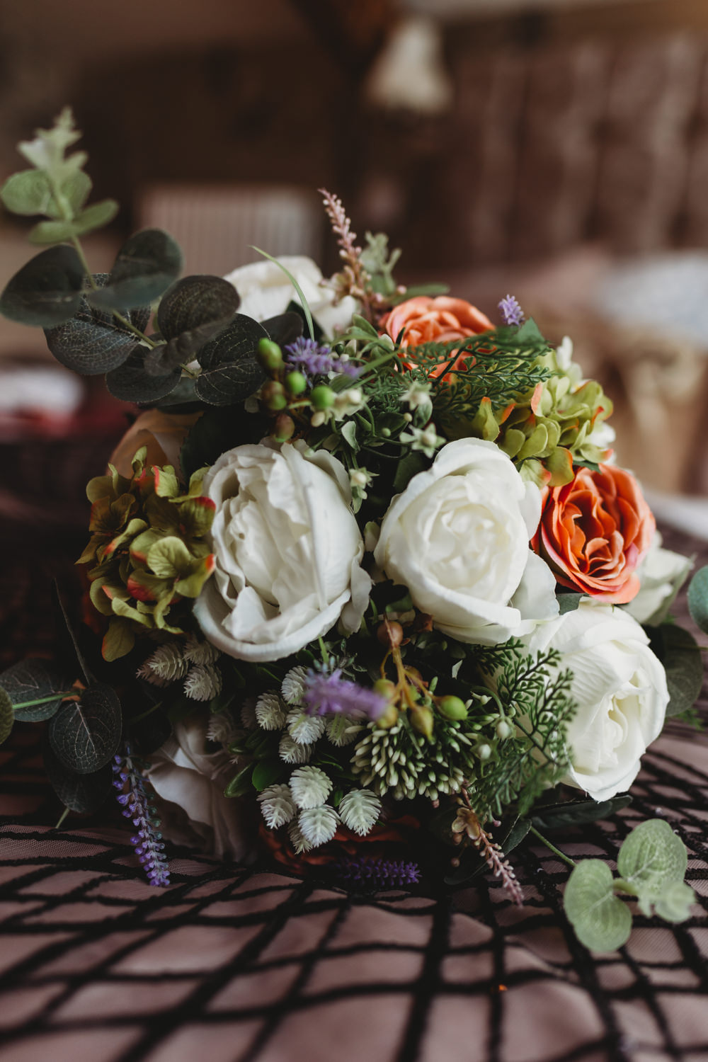 Bouquet Flowers Bride Bridal Rose Coral Ivory Crug Glas Country House Wedding Simon Murray Images