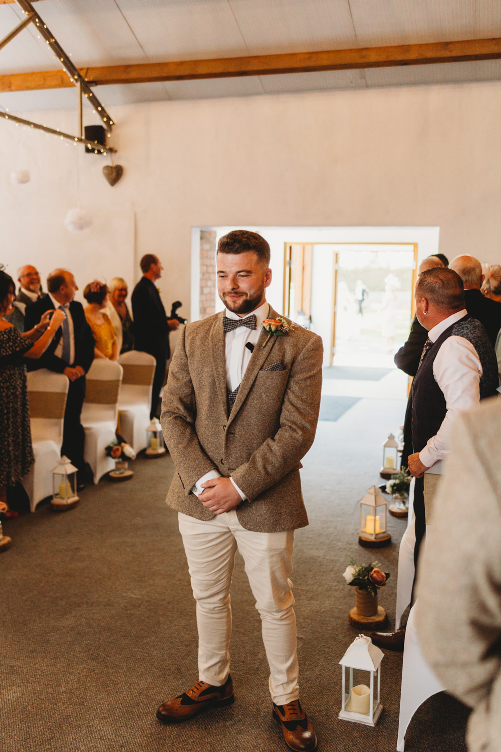 Groom Suit Tweed Bow Tie Crug Glas Country House Wedding Simon Murray Images