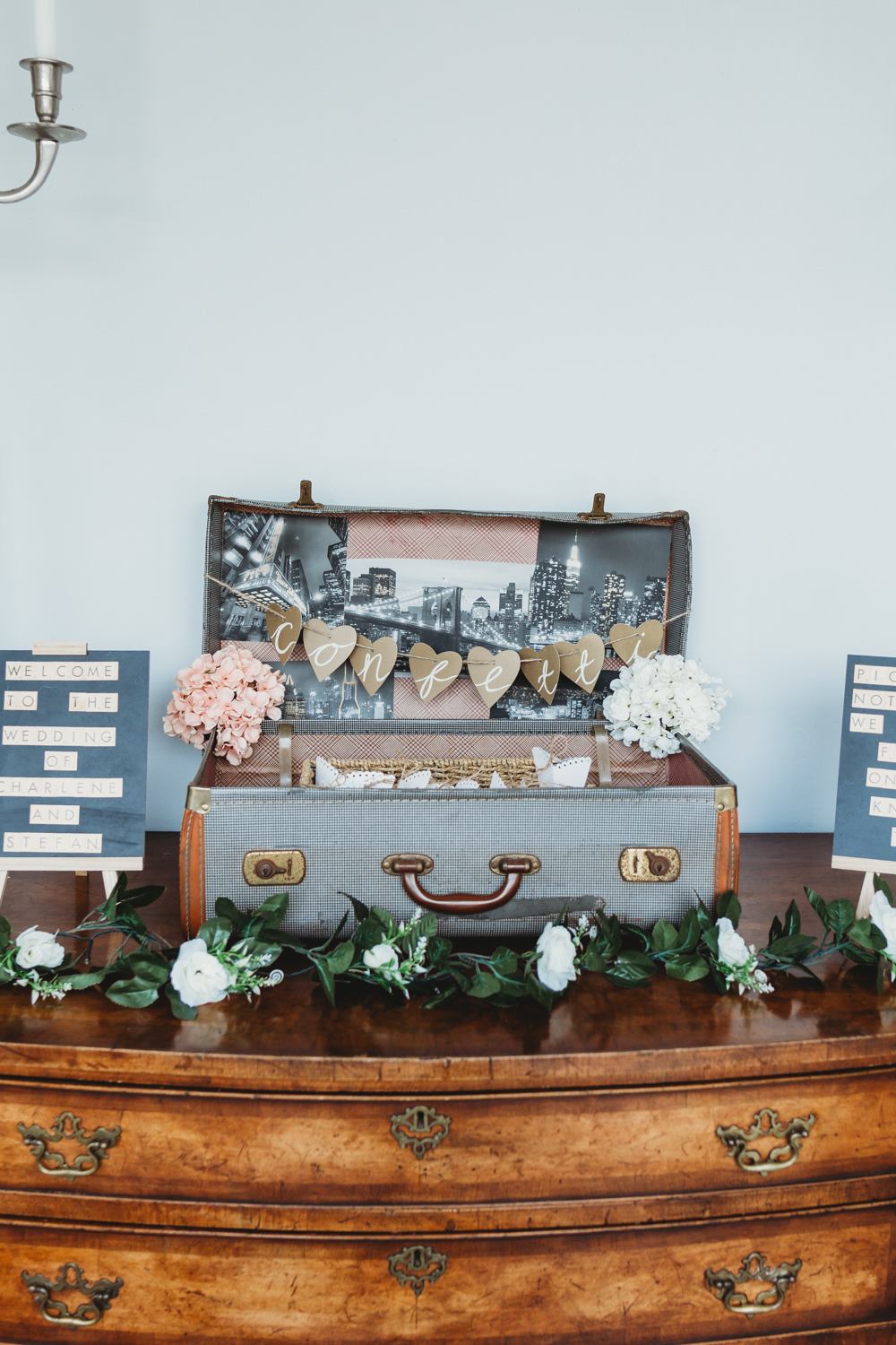 Vintage Suitcase Crug Glas Country House Wedding Simon Murray Images
