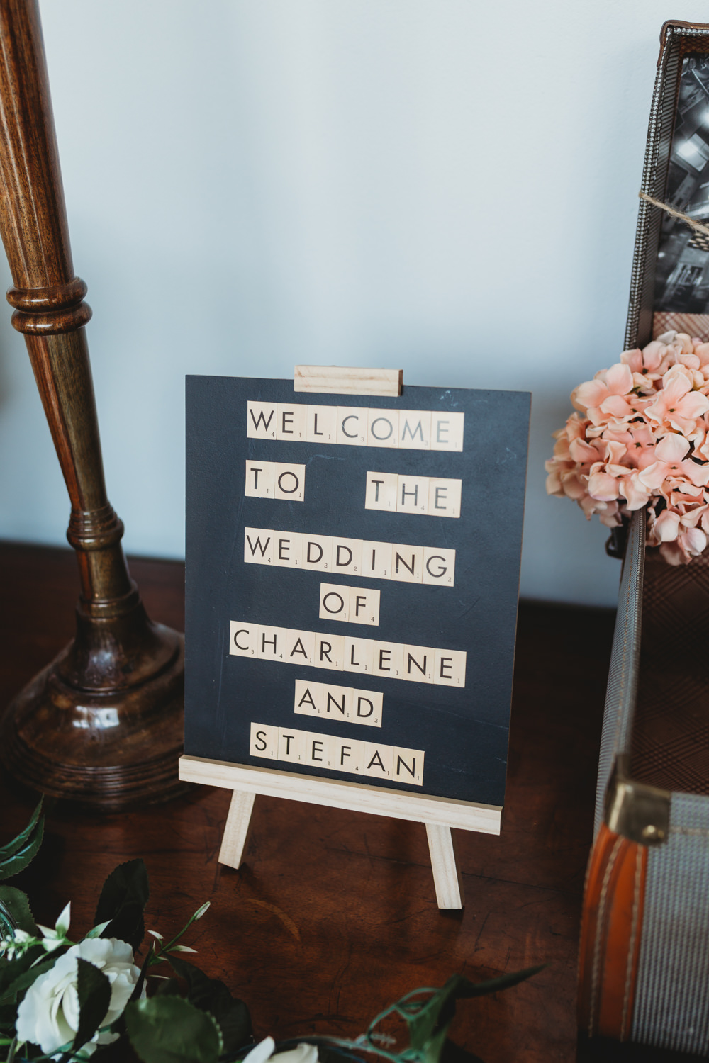 Scrabble Tile Sign Signs Signage Crug Glas Country House Wedding Simon Murray Images