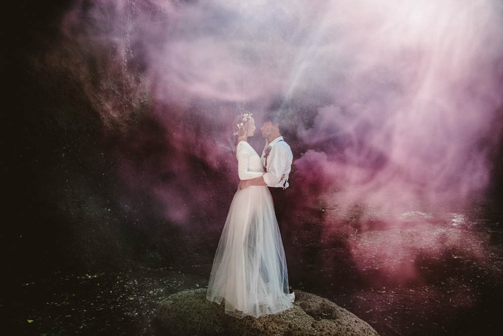 Smoke Bomb Photo Photographs Portraits Ethereal Candlelit Wedding Ideas Ortica Wedding