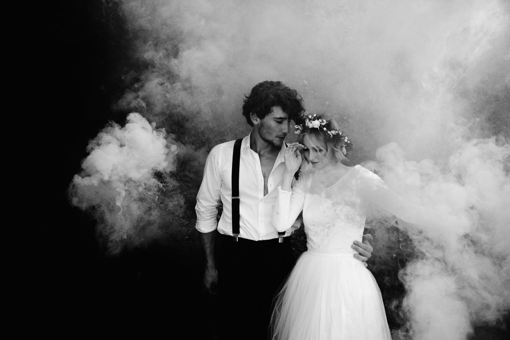 Smoke Bomb Photo Photographs Portraits Ethereal Candlelit Wedding Ideas Ortica Wedding