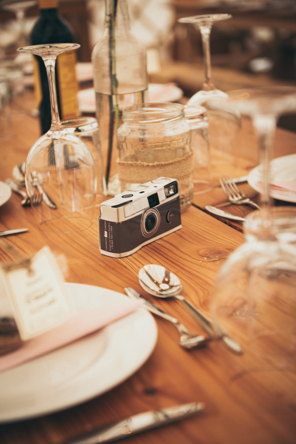 Camera Centrepiece Fron Farm Yurt Retreat Wedding Cat Arwel Photography