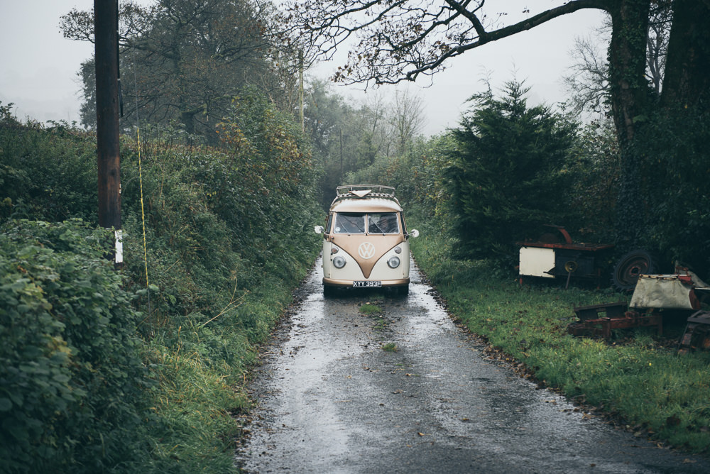Car Transport Vintage VW Campervan Fron Farm Yurt Retreat Wedding Cat Arwel Photography