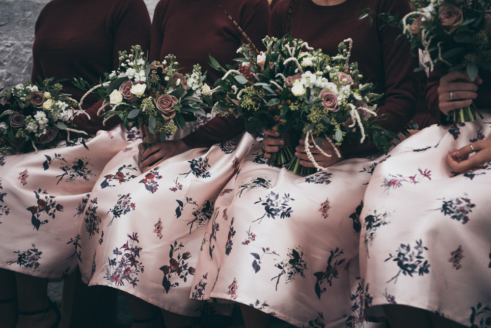 Bridesmaids Bridesmaid Dress Dresses Skirts Tops Jumpers Burgundy Pink Fron Farm Yurt Retreat Wedding Cat Arwel Photography