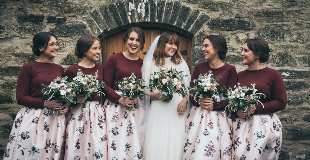 Bridesmaids Bridesmaid Dress Dresses Skirts Tops Jumpers Burgundy Pink Fron Farm Yurt Retreat Wedding Cat Arwel Photography