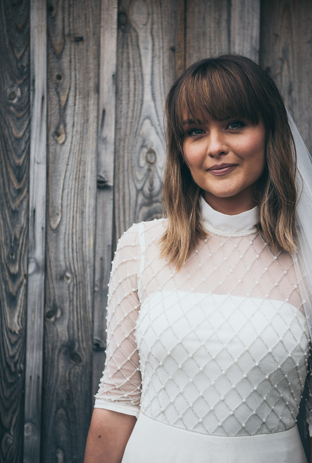 Bride Bridal Hair Make Up Bangs Fringe Bob Waves Fron Farm Yurt Retreat Wedding Cat Arwel Photography
