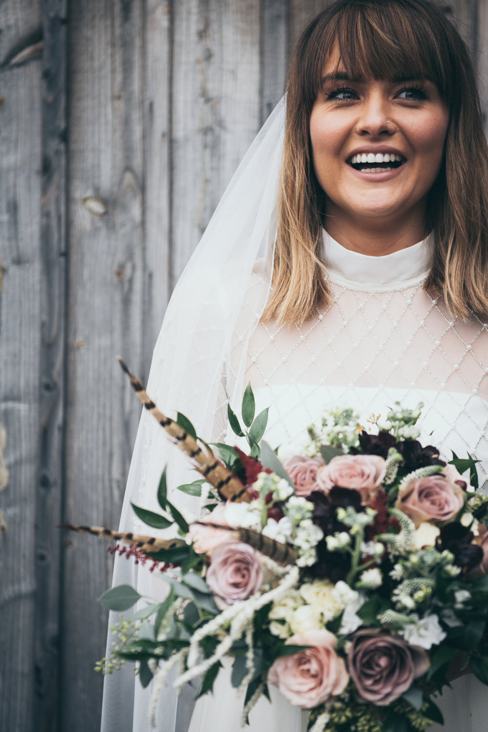 Bride Bridal Hair Make Up Bangs Fringe Bob Waves Fron Farm Yurt Retreat Wedding Cat Arwel Photography