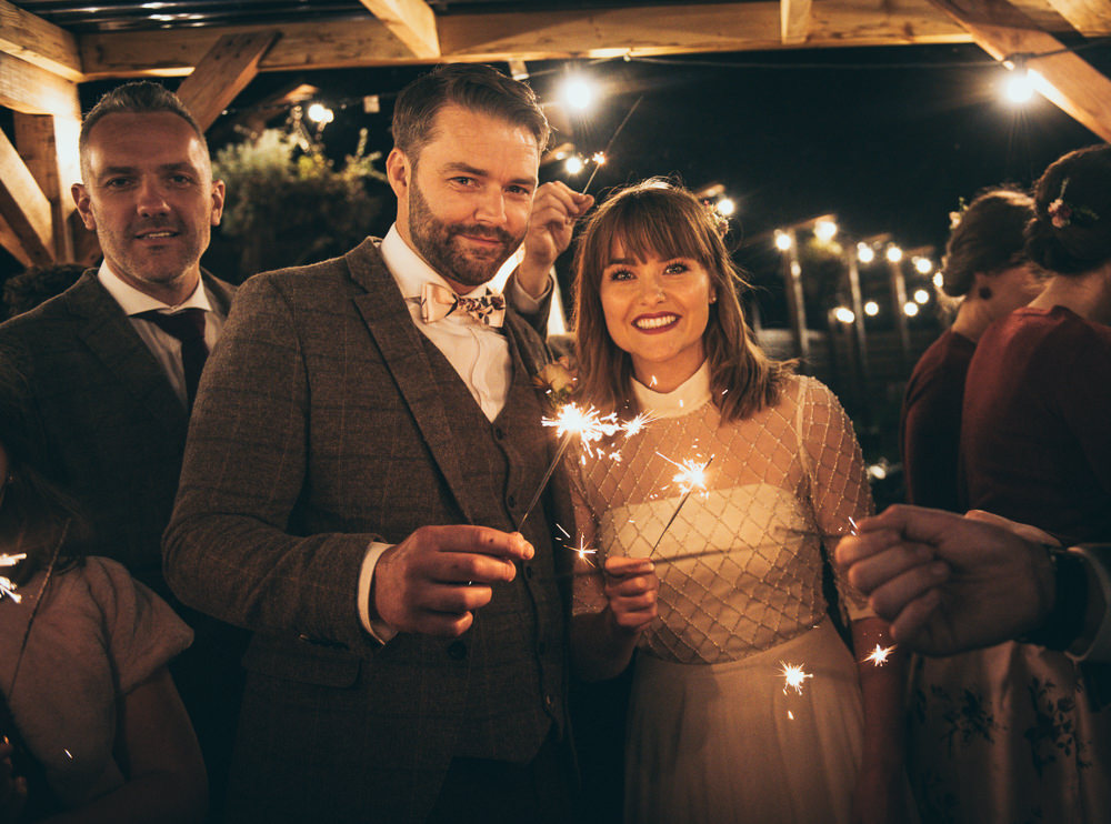 Sparkler Send Off Sparklers Exit Fron Farm Yurt Retreat Wedding Cat Arwel Photography