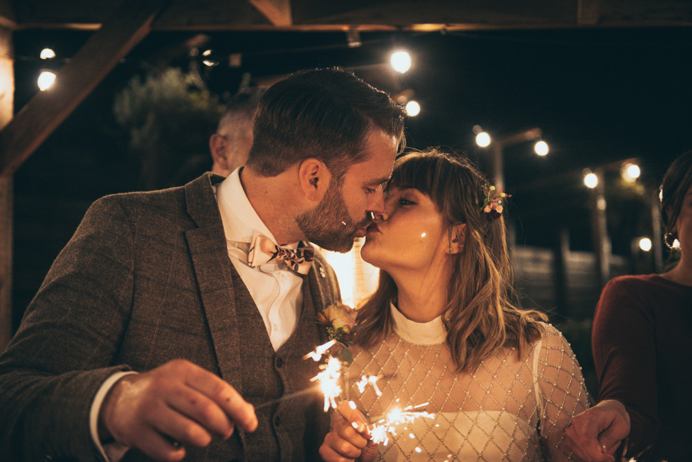 Sparkler Send Off Sparklers Exit Fron Farm Yurt Retreat Wedding Cat Arwel Photography