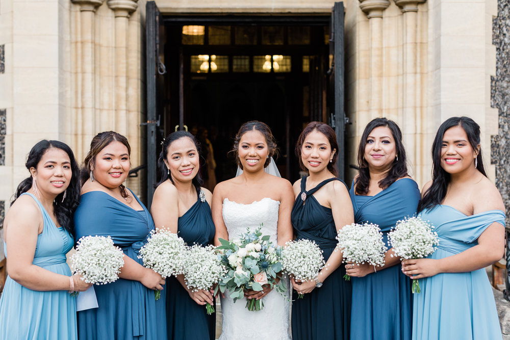 Bridesmaids Bridesmaid Dress Dresses Blue Gypsophila Bouquets Gate Street Barn Wedding Camilla J Hards