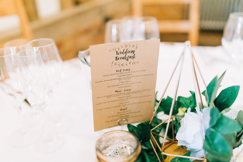 Menu Stationery Gate Street Barn Wedding Camilla J Hards