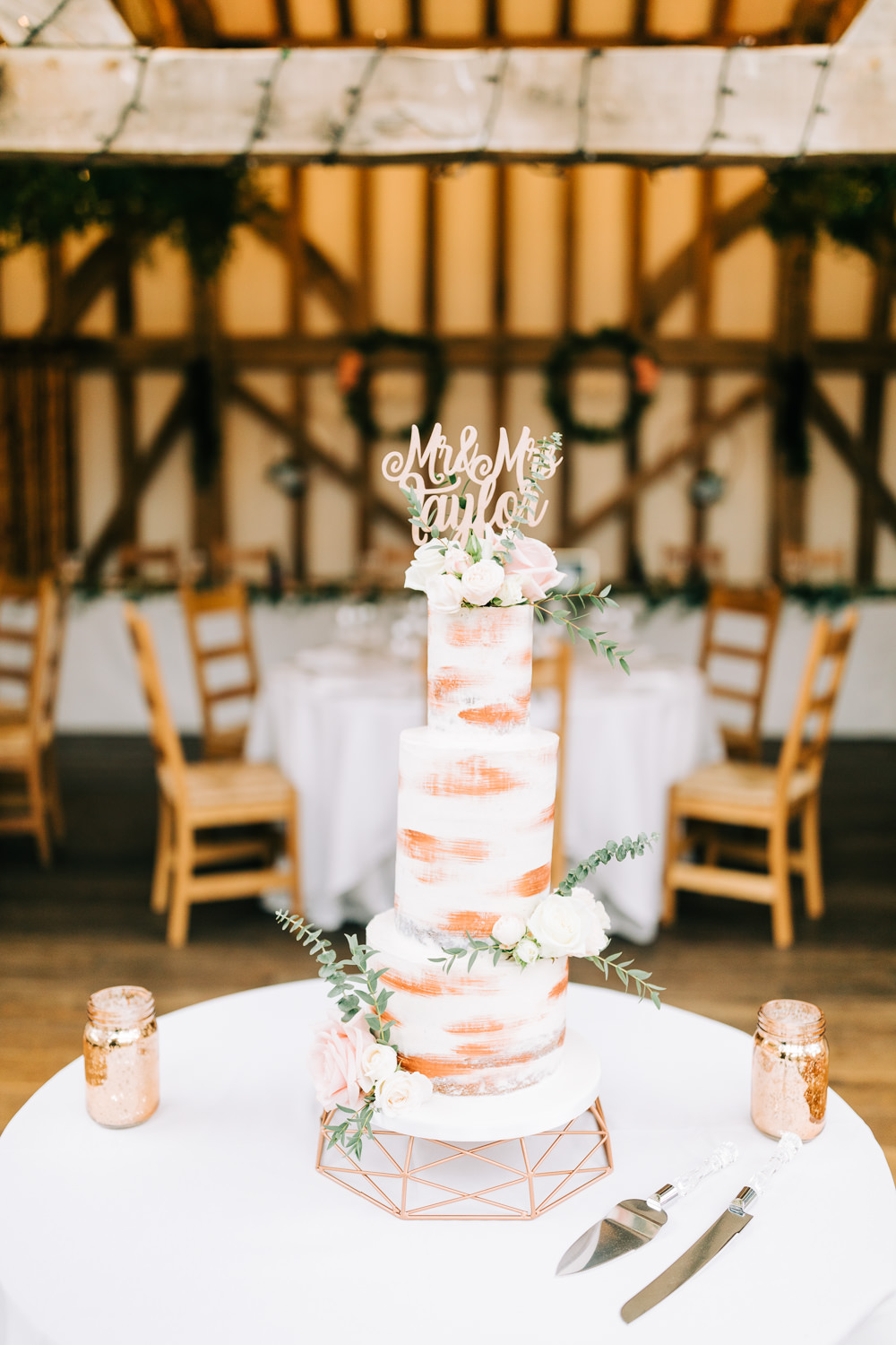Tall Semi Naked Cake Wooden Laser Cut Topper Sponge Layer Flowers Gate Street Barn Wedding Camilla J Hards