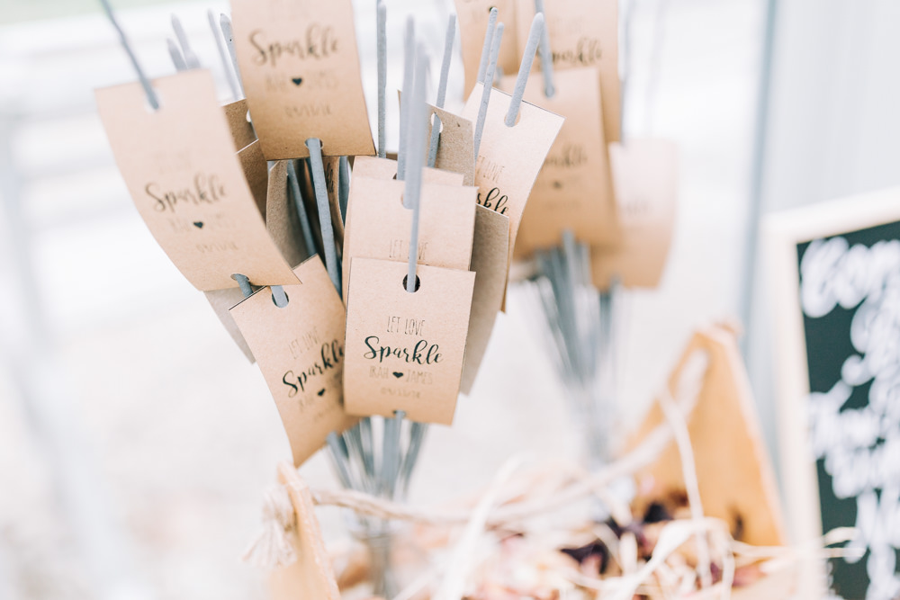 Sparklers Personalised Gate Street Barn Wedding Camilla J Hards