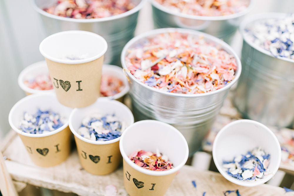 Confetti Bar Buckets Cups Paper Gate Street Barn Wedding Camilla J Hards