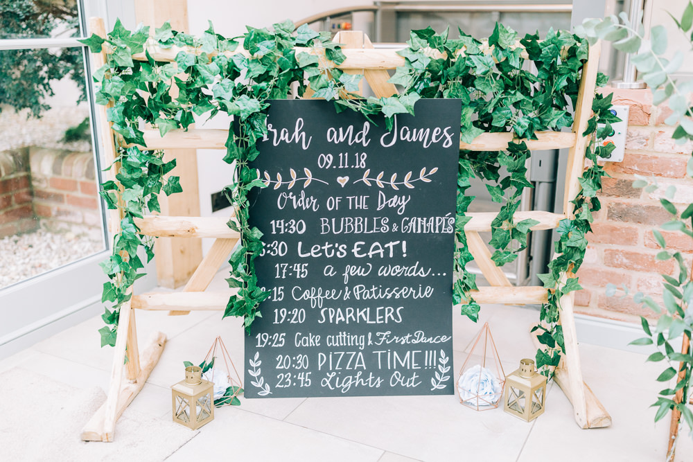 Chalk Black Board Sign Signs Signage Gate Street Barn Wedding Camilla J Hards