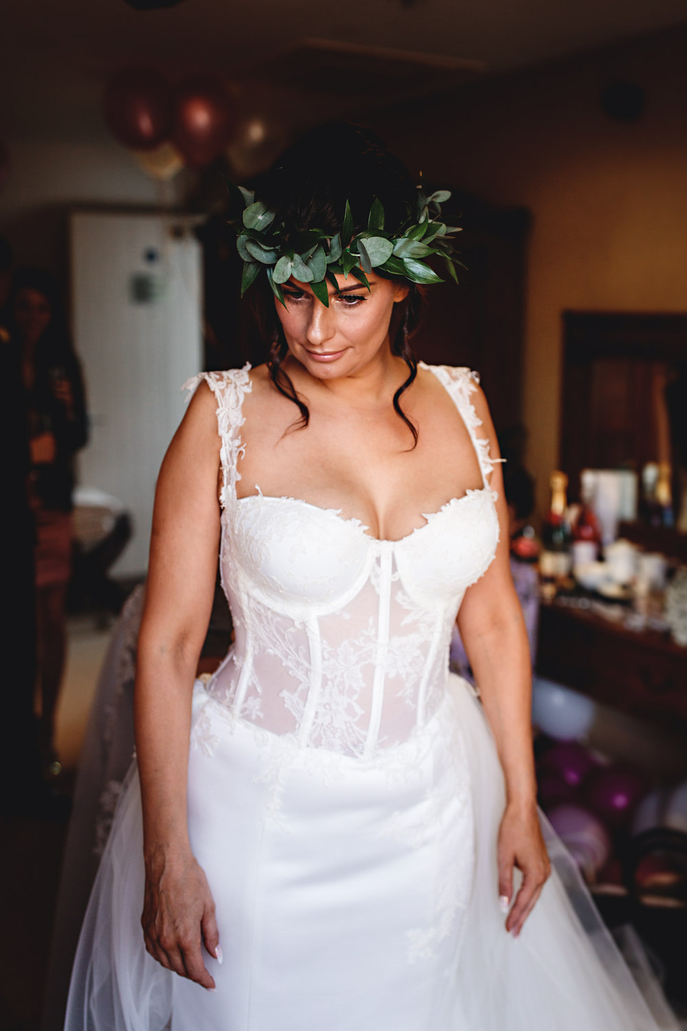 Bodice Straps Lace Overskirt Silk Tulle Bride Bridal Dress Gown Hall Farm Hotel Wedding HBA Photography