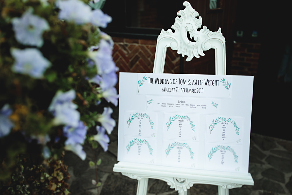 Table Plan Seating Chart Hall Farm Hotel Wedding HBA Photography