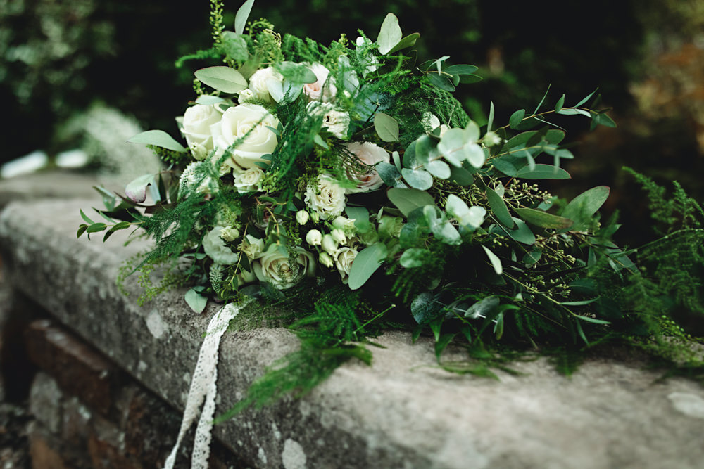 Bouquet Flowers Bride Bridal Greenery Foliage Rose Eucalyptus Hall Farm Hotel Wedding HBA Photography