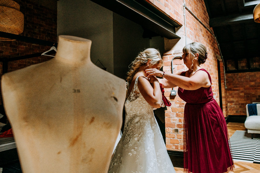 Bride Bridal Dress Gown Ellis Bridal A Line Train Straps Industrial Homemade Wedding M and G Photographic