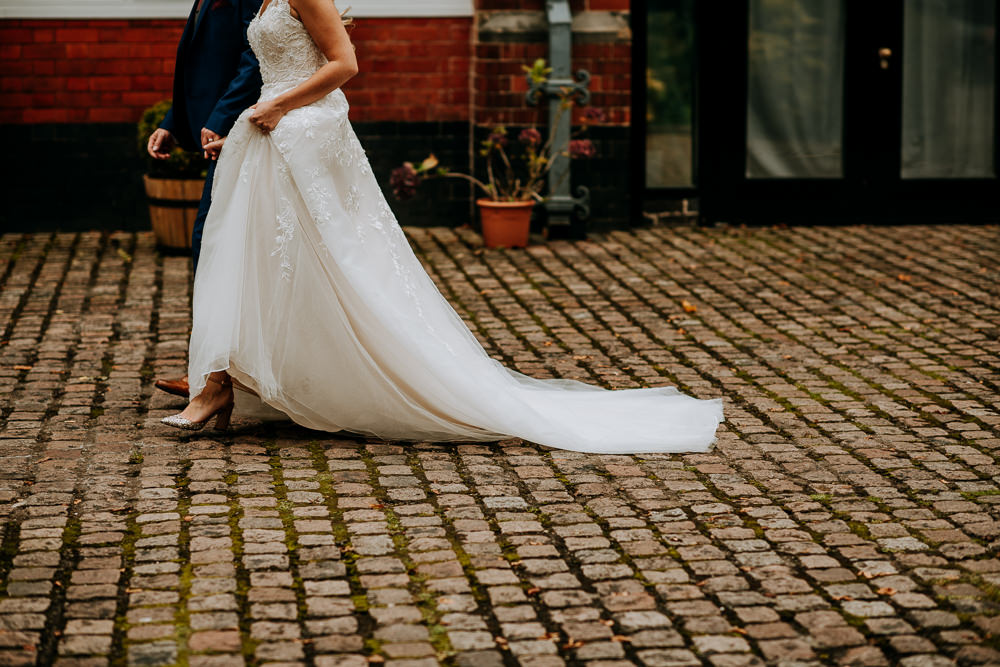 Bride Bridal Dress Gown Ellis Bridal A Line Train Straps Industrial Homemade Wedding M and G Photographic